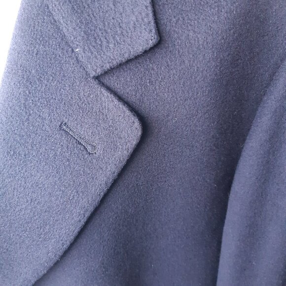 Tyner-Shorten SZ 44 Navy Cashmere Men's single Breasted Overcoat - Picture 14 of 15